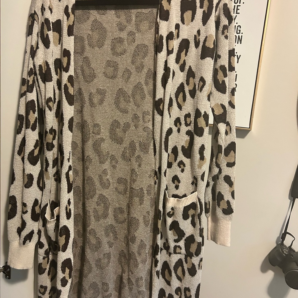SHEIN Leopard Print Open Front Cardigan Size M